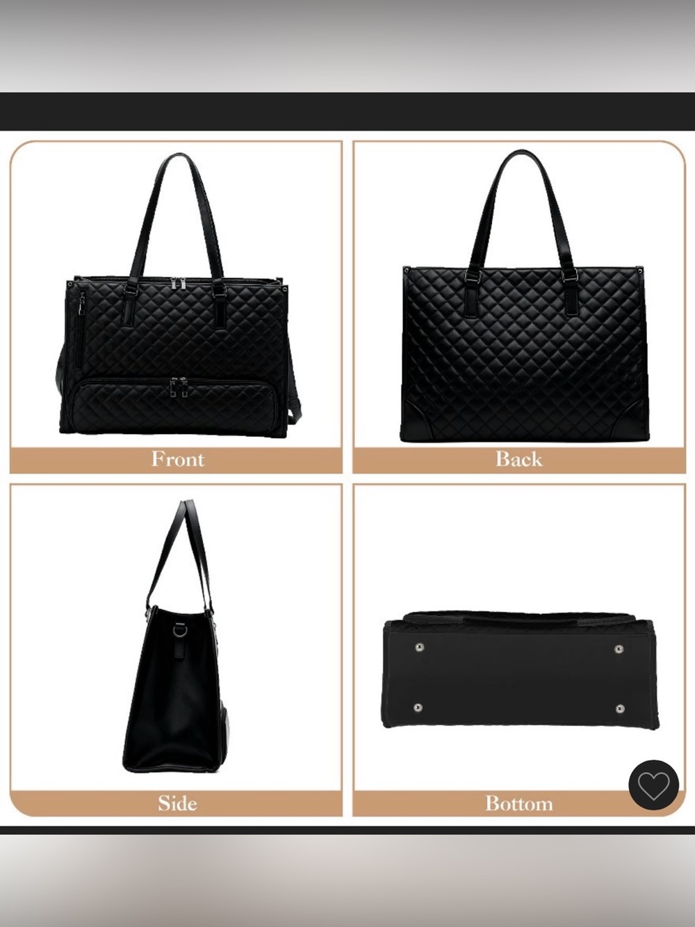 Quilted PU Leather Insulated Work Tote - Picture 7 of 11
